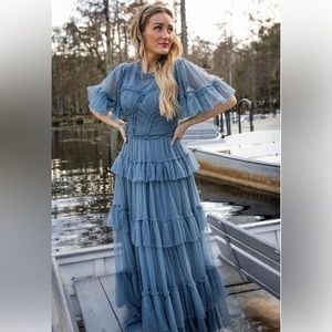 Ivy city co blue whimsical maxi dress